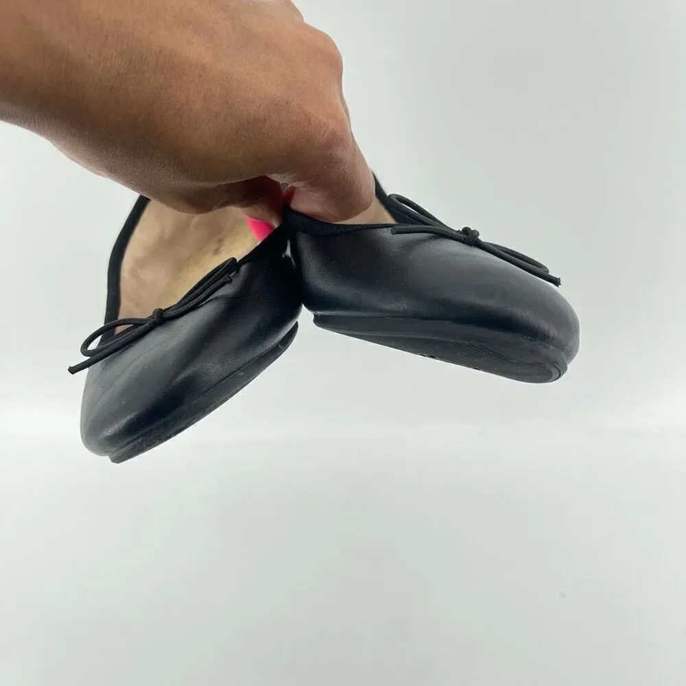 Cat & Jack Girl’s Diana Black Faux Leather Slip-On Ballet Flats Size 4